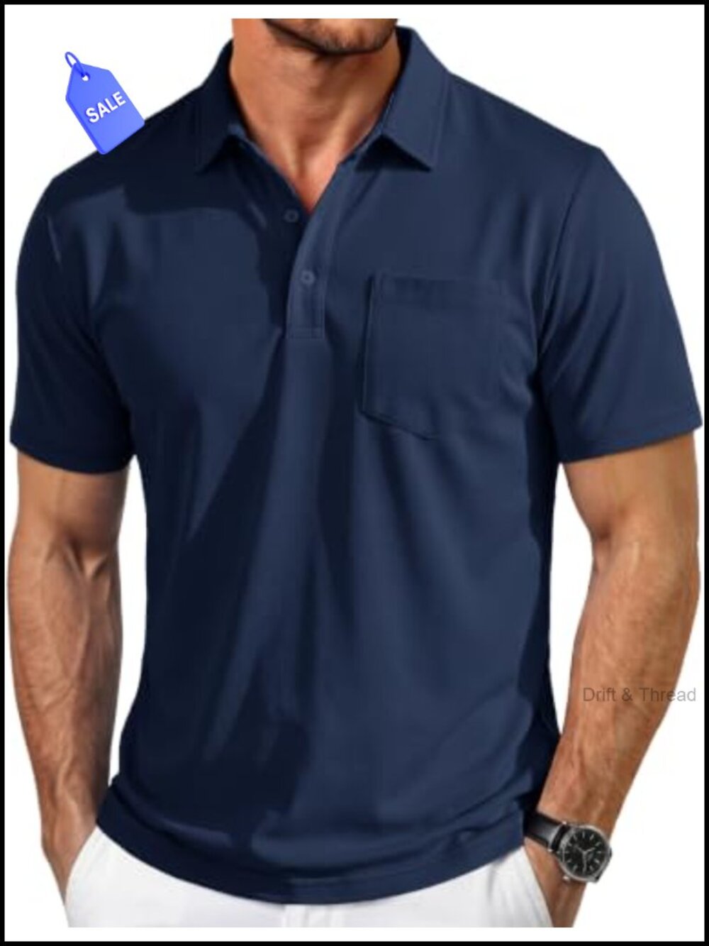 Mens Performance Polo Short Sleeve Collared Golf Shirt Pocket Moisture Wicking
